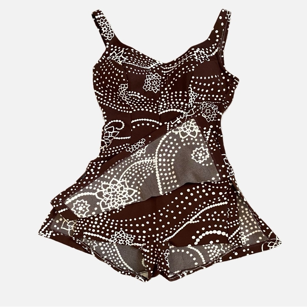 Vintage 1960s/1970s Maillot Swimsuit Print Skirted Bathing Suit Jantzen Size 12 - Picture 5 of 13
